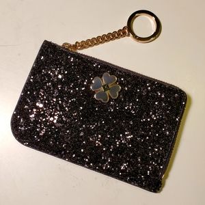 Kate Spade Black Glitter Odette Card Holder NWT